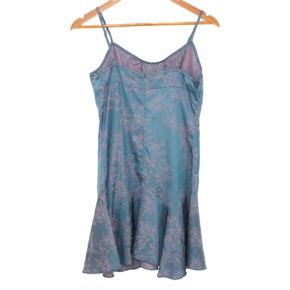 Floral Ruffle Hem Satin Mini Dress‎ Y2K Babydoll Fairy Blue Pink Summer Size S - Picture 4 of 10